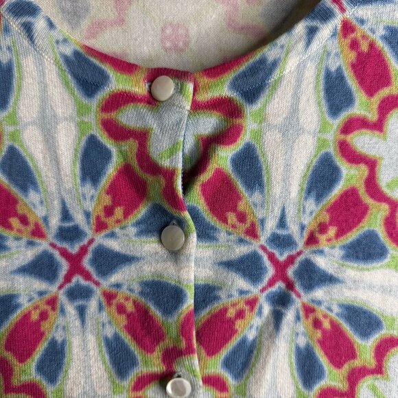 J McLaughlin Cardigan Sweater Womens Medium Floral Button Up Retro Print Knit - Picture 6 of 12